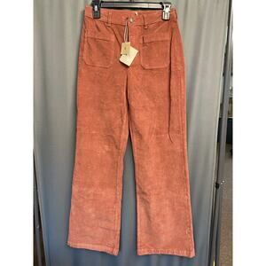 Faherty Pants Women's 27 Rust Corduroy Regular Fit High-Waisted Straight Leg A35